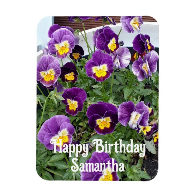 Imán Púrpura Viola Pansy Flores Flores Cumpleaños Flora (Vertical)
