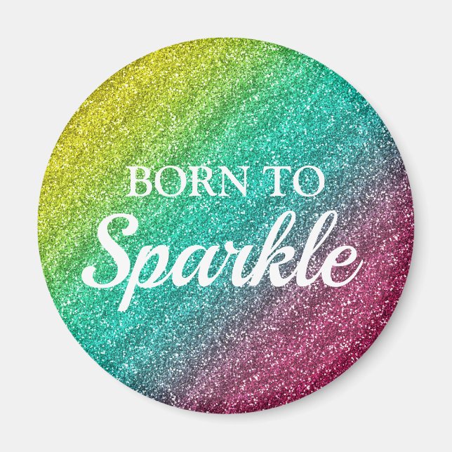 Imán Purpurina amarillo, azul y rosa nace para esparcir (Frente)