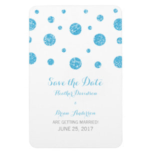 Imán Purpurina azul Confetti Save the Date Magnet