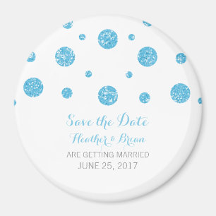 Imán Purpurina azul Confetti Save the Date Magnet