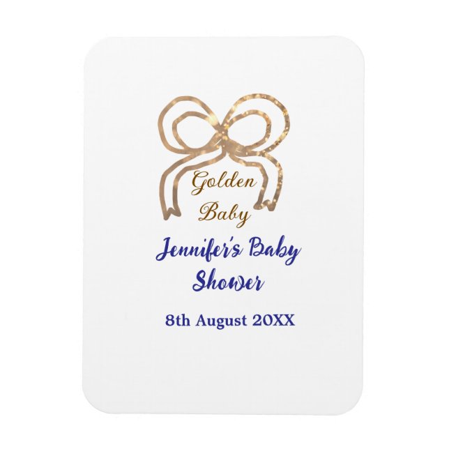 Imán Purpurina bebé dorado proa ducha real azul bebé (Vertical)