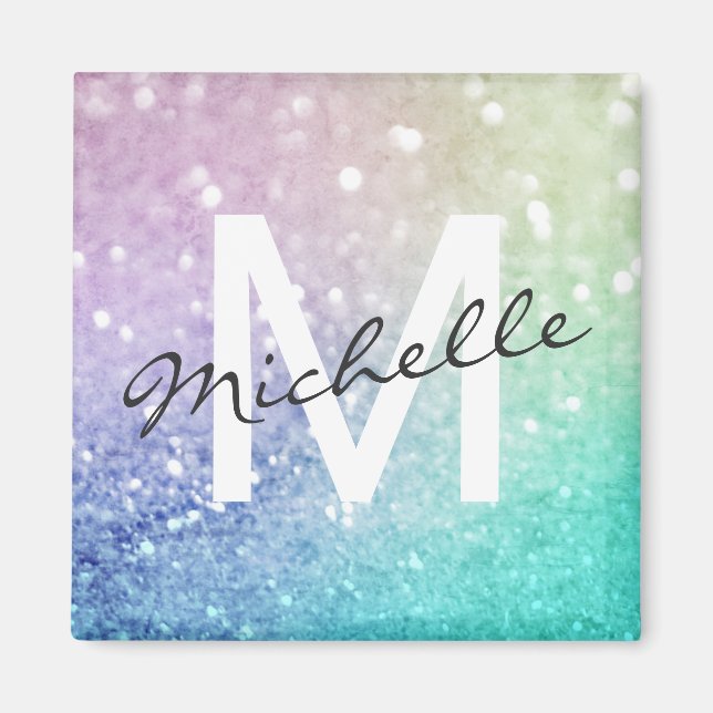 Imán Purpurina Bokeh Glamoroso Elegante (Frente)