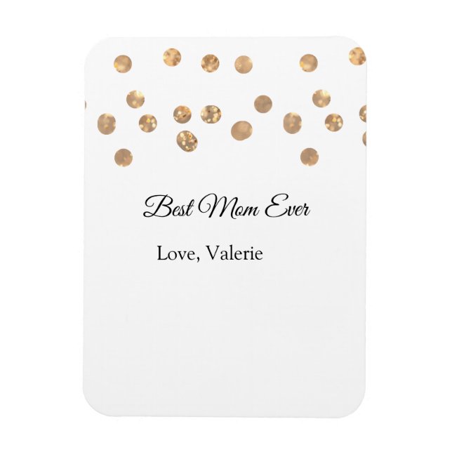 Imán Purpurina de bolas doradas mejor mamá jamás agrega (Vertical)