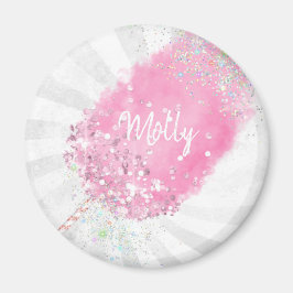 Imán Purpurina de caramelo de algodón linda chica rosa