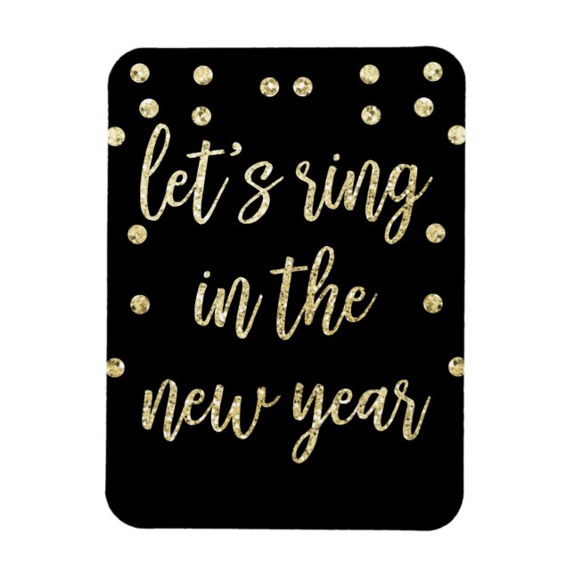 Imán Purpurina de oro vamos a cantar en Año Nuevo (Vertical)
