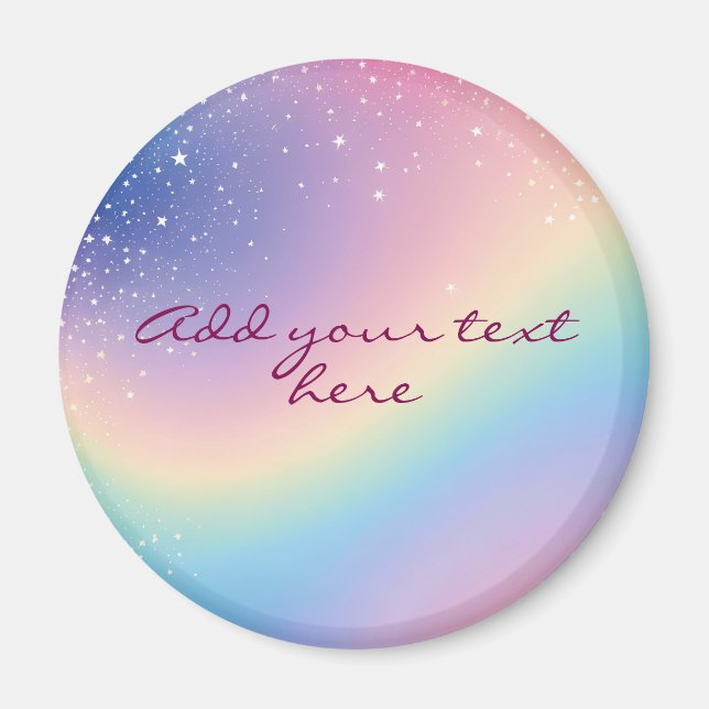 Imán Purpurina de unicornio arcoiris (Frente)