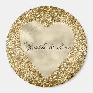 Imán Purpurina del Corazón del Oro Personalizado