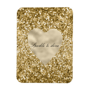 Imán Purpurina del Corazón del Oro Personalizado