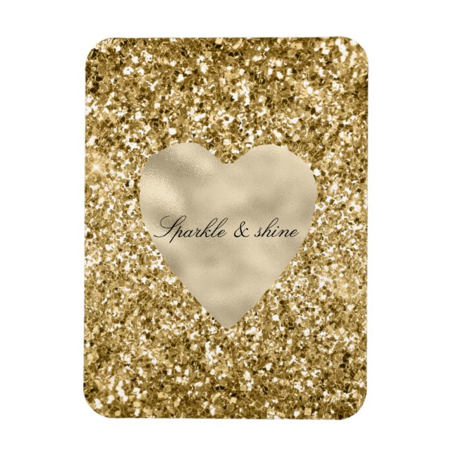Imán Purpurina del corazón del oro personalizado (Vertical)