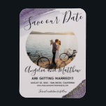 Imán Purpurina Gris Morado Moderno Chispa Guardar Foto<br><div class="desc">Sencilla y moderna foto brillante ahorra el imán de la invitación a la fecha. Personalizar con tu propia foto e información. Por Miri Creations - Creado para ti solo con tu mente. Todos Los Derechos Reservados.</div>