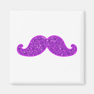 Imán Purpurina morado de bigote retro divertido Girona