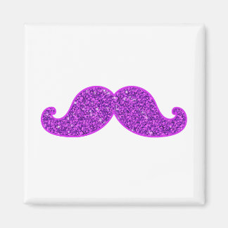 Imán Purpurina morado de bigote retro divertido Girona