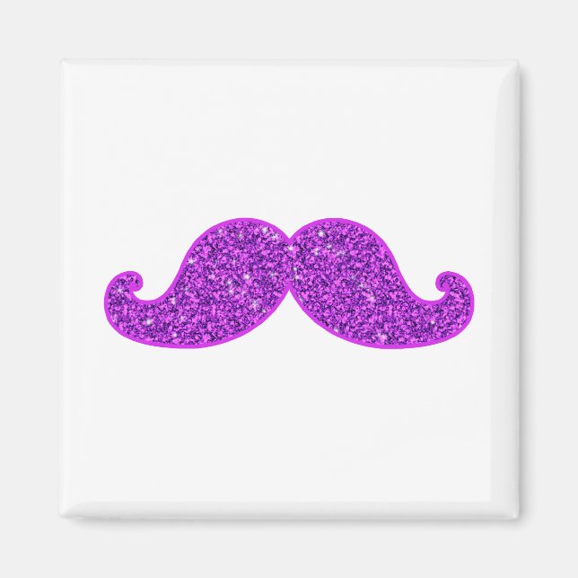 Imán Purpurina morado de bigote retro divertido Girona  (Frente)
