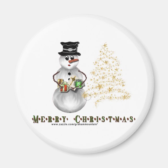 Imán Purpurina N Oro Snowman Magnet (Frente)