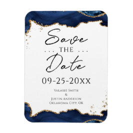 Imán Purpurina Navy Blue Gold Salva al Boda de citas