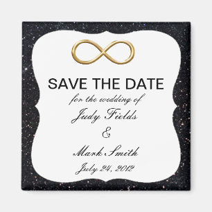 Imán Purpurina Negro Infinity Gold Save The Date Magnet