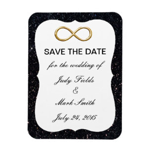 Imán Purpurina Negro Infinity Gold Save The Date Magnet