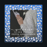 Imán Purpurina plateado Boda de corazones de diamantes<br><div class="desc">Art Deco Boda Diamante tablero de espuma negro y blanco</div>