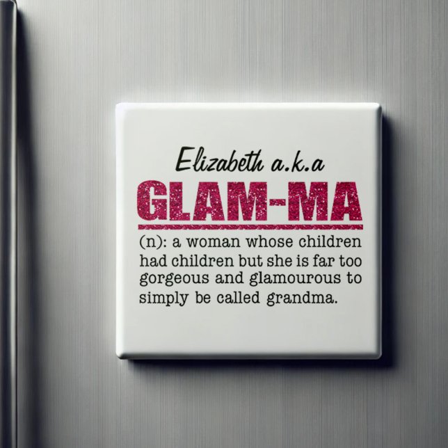 Imán Purpurina Rosa Caliente Faux Glam-Mamáes (A thoughtful Mother's day, birthday or Christmas gift idea for grandmothers. Age is just a number!)