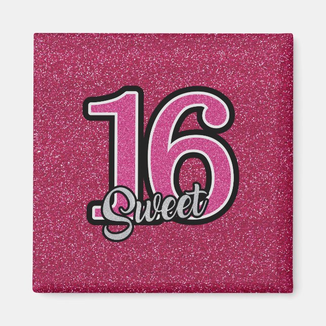 Imán Purpurina rosa SWEET16 (Frente)