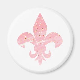 Imán Purpurina Rosa y Oro Fleur de Lis Magnet