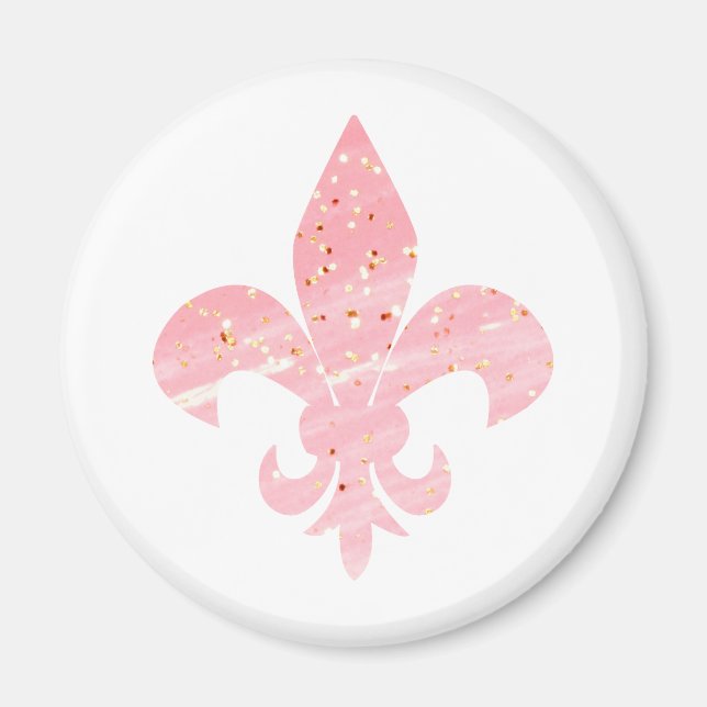 Imán Purpurina Rosa y Oro Fleur de Lis Magnet (Frente)