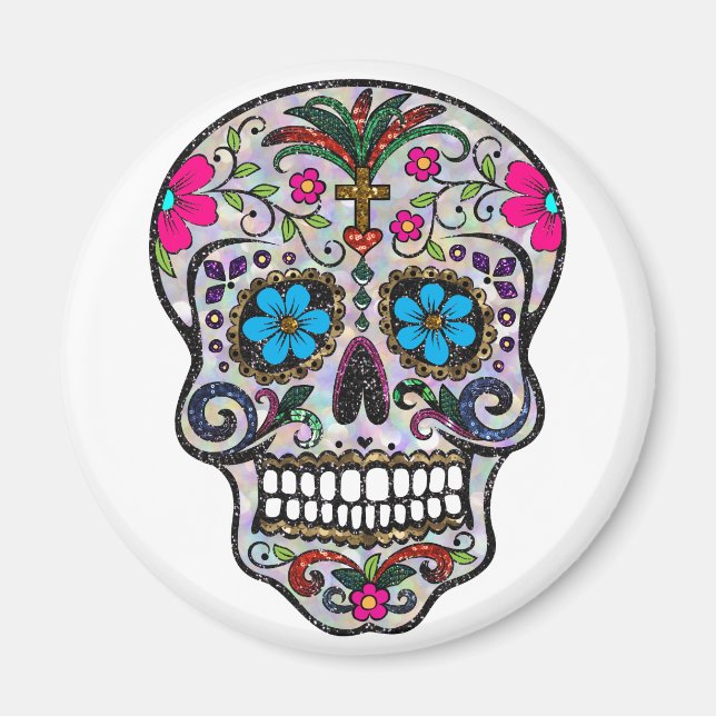 Imán purpurina Sugar Skull (Frente)