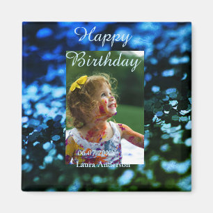 Imán Purpurina verde azul foto niños cumpleaños óxido m