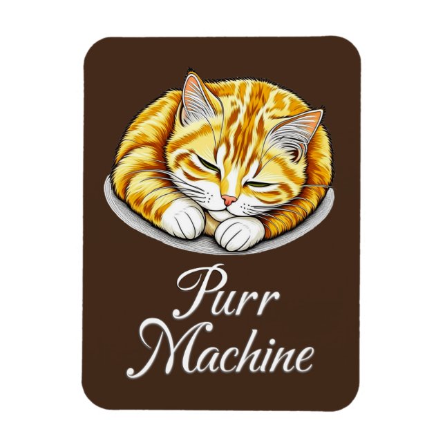 Imán Purr Machine, un gato de jengibre largo (Vertical)