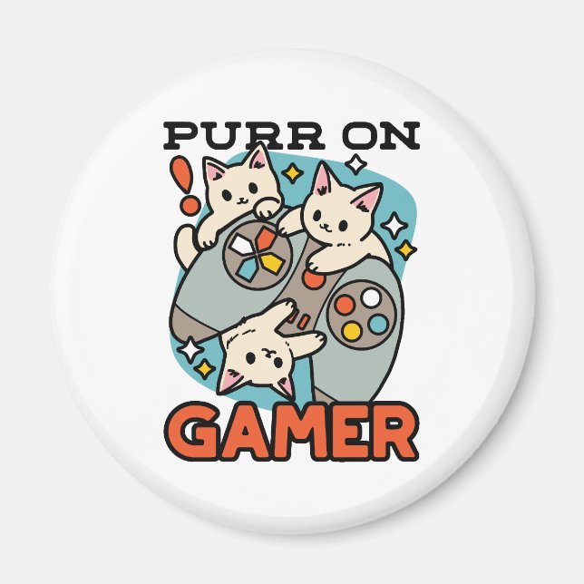 Imán Purr on Gamer - Diseño de juegos para gatos (Frente)
