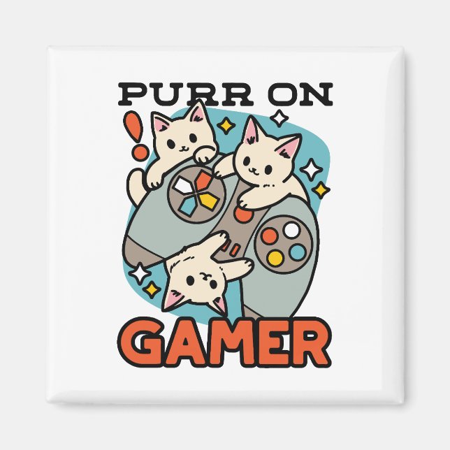 Imán Purr on Gamer - Diseño de juegos para gatos (Frente)