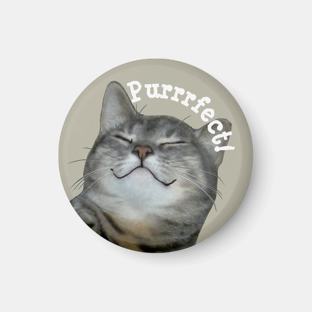 Imán Purrfect Gato de gatito de contrabando sonriente (Frente)