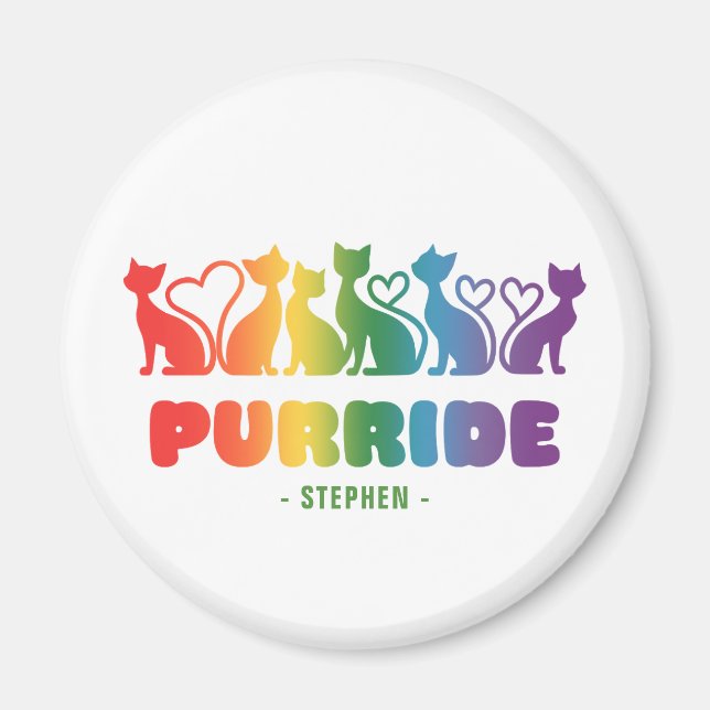Imán Purride - Silhouette de gato arco iris LGBTQ+ Pun  (Frente)