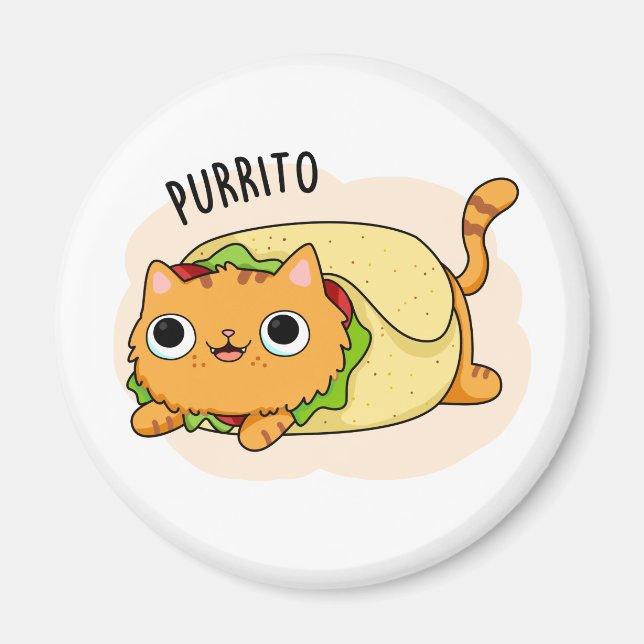 Imán Purrito Funny Kitty Cat Burrito Pun (Frente)