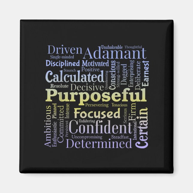 Imán Purseful Word Cloud Art Achiever Motivation Insrat (Frente)