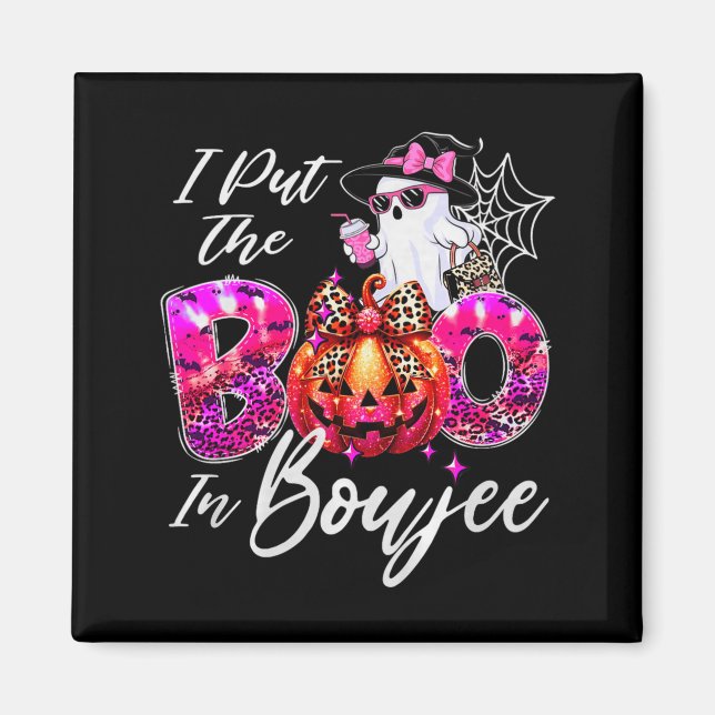Imán Puse el Boo en Boujee Cute Leopard Boujie Fantasma (Frente)