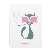Pussy Golightly Meow White Magnet