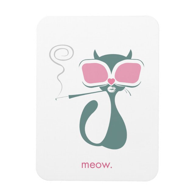Imán Pussy Golightly Meow White Magnet (Vertical)