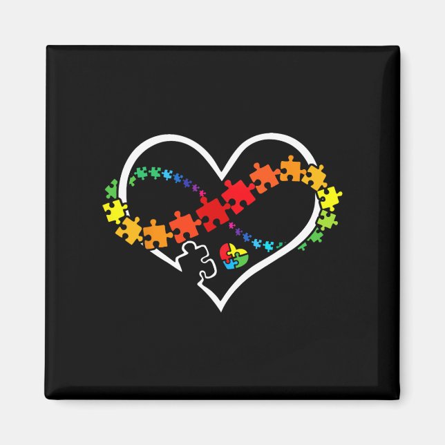 Imán Puzzle Heart Autism Awareness Teacher Fami (Frente)