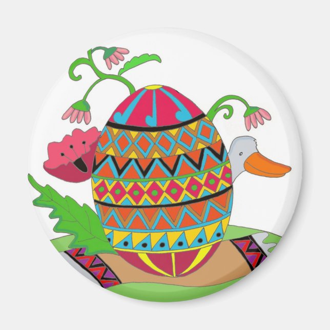 Imán Pysanka y el arte folclórico ucraniano del pato (Frente)