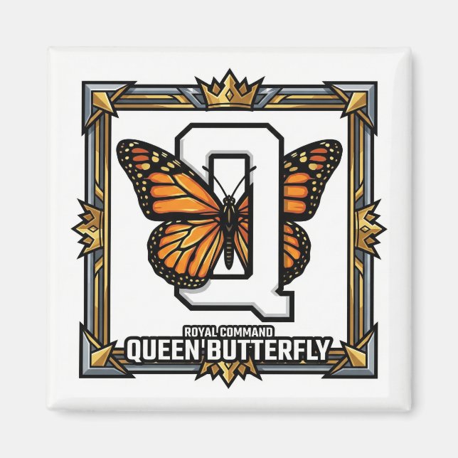 Imán Q is for Queen Butterfly – GTA Style ABC Learning (Frente)