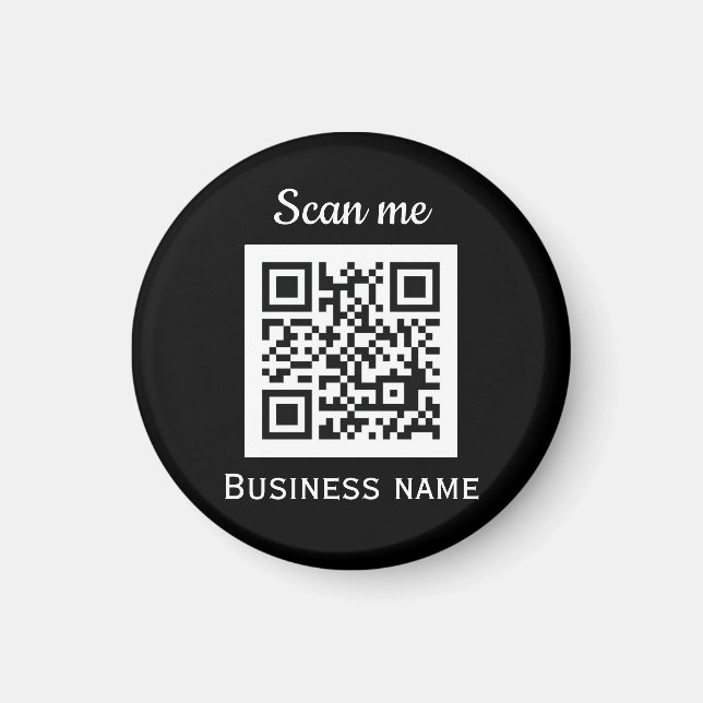 Imán QR Code Business Logo Profesional Negro Moderno (Frente)