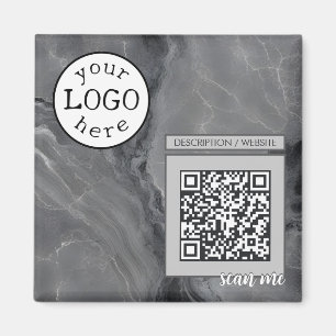 Imán QR Code for Business / Event Elegant Gray Marble