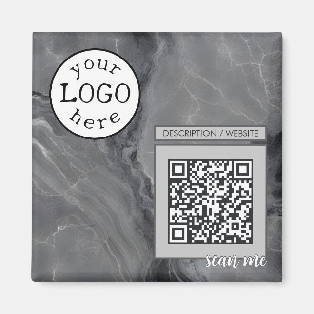 Imán QR Code for Business / Event Elegant Gray Marble (Frente)