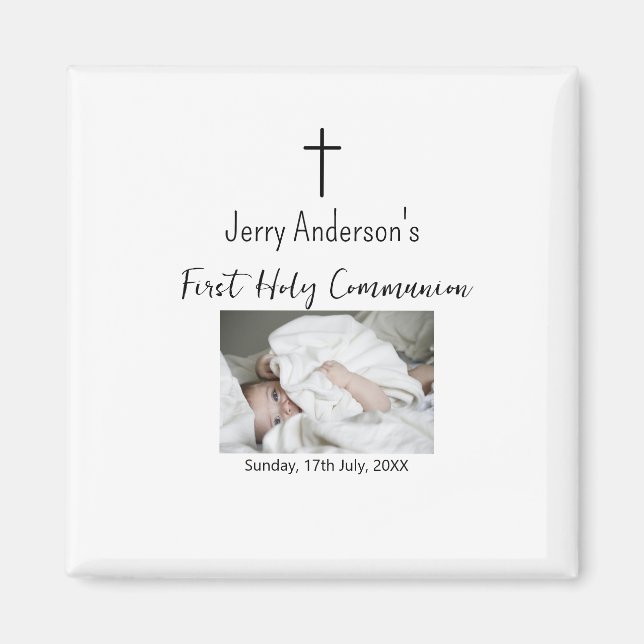 Imán QR mínimo de la primera comunión santa católica (Frente)