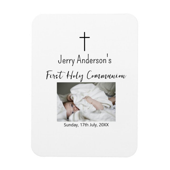 Imán QR mínimo de la primera comunión santa católica (Vertical)