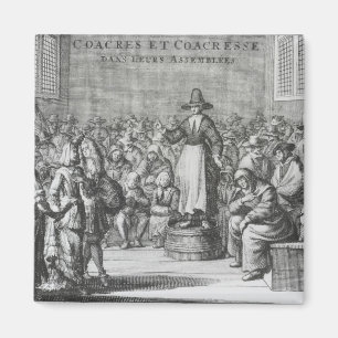 Imán Quakers masculinos y femeninos en su asamblea