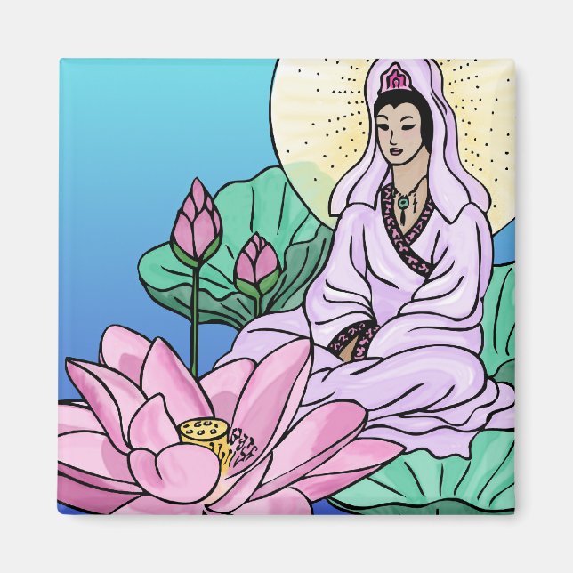 Imán Quan Yin (Kuan Yin) en el Lotus (Frente)