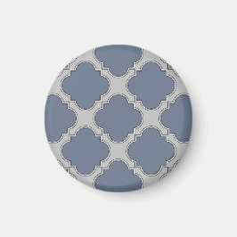 Imán Quatrefoil azul-gris