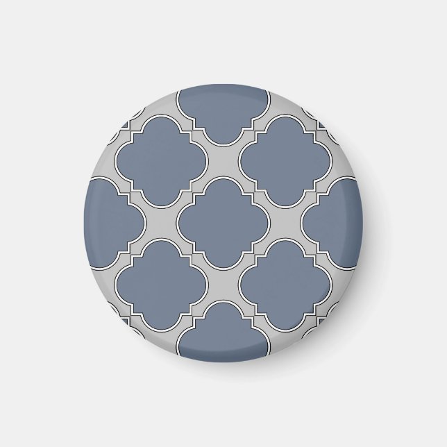 Imán Quatrefoil azul-gris (Frente)
